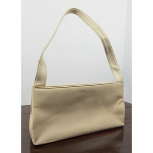 Kenneth Cole New York Beige Cream Leather Shoulder Bag Baguette Purse Minimalist